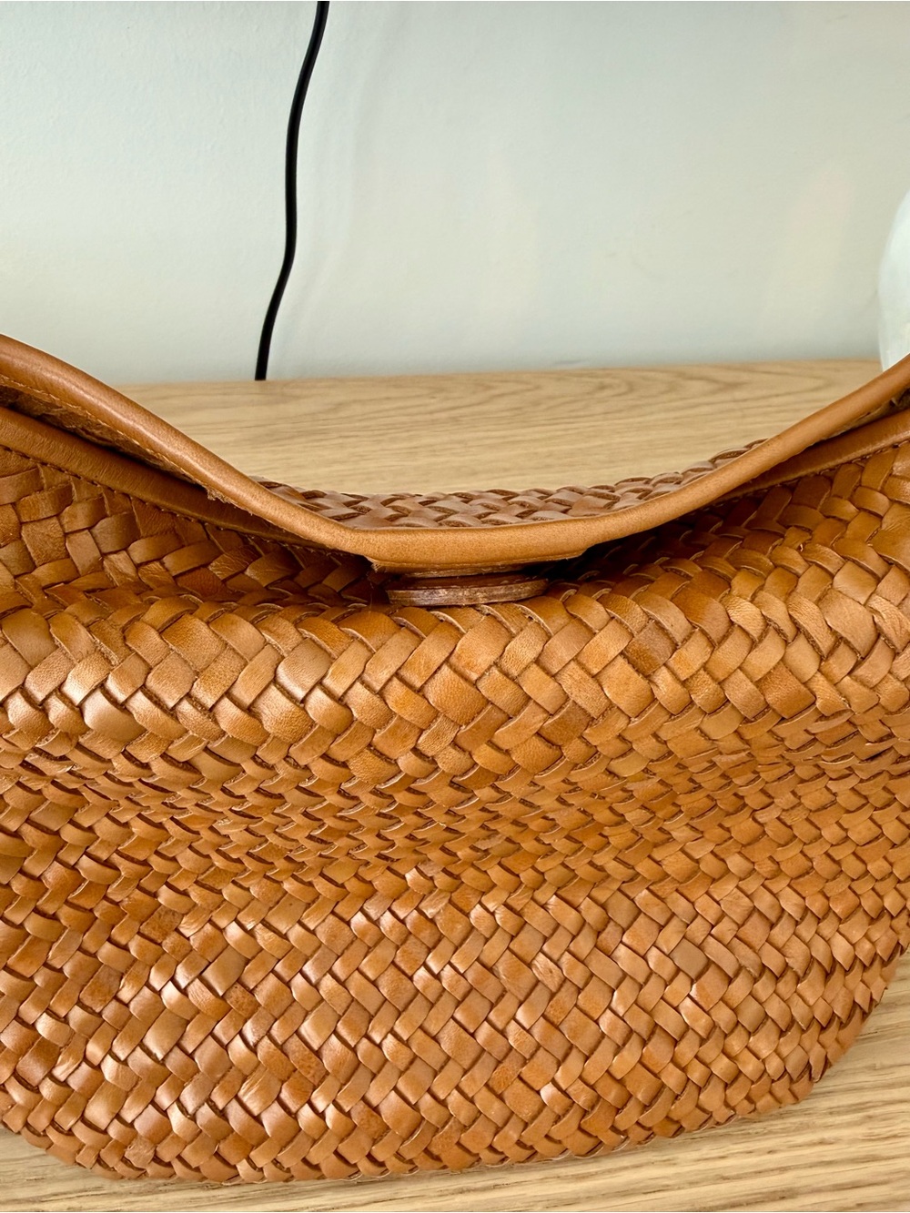 NWT Madewell Woven Leather Shoulder Bag in Cognac Brown - Picture 8 of 9
